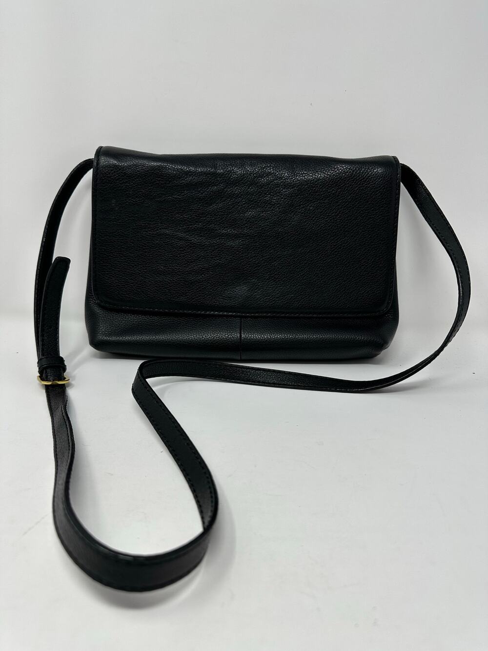 J. Crew Women's Black 100% Leather Classic Crossbody Shoulder Purse